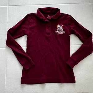 Challenger School Girl Kids Maroon Long-Sleeve Polo size 6-7